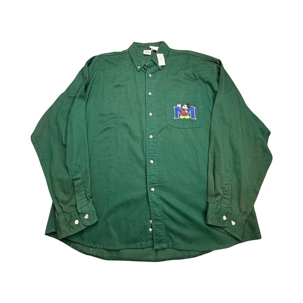 The Disney Store Shirt Men XL Hunter Green Mickey Mouse Vintage Cotton Deadstock